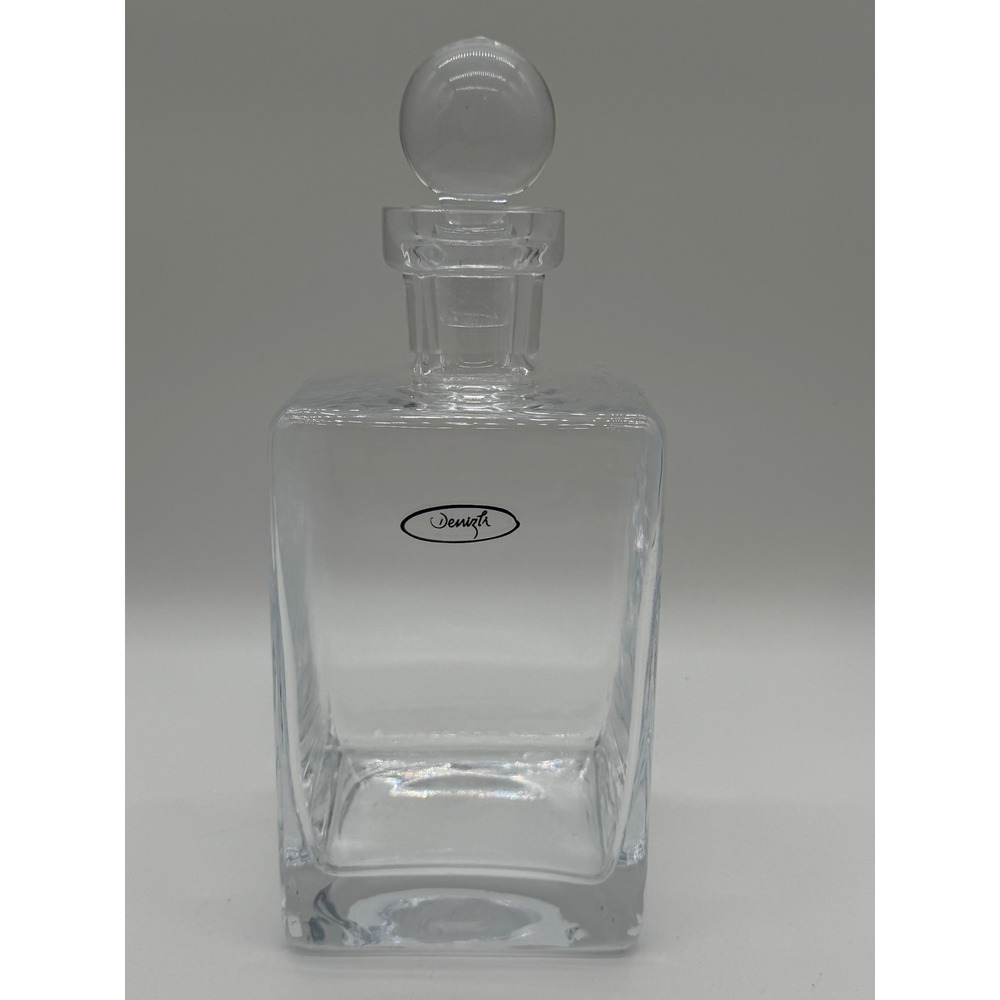 Denizli Clear Glass Square Liquor Decanter with Round Ball Stopper 9.5 inch